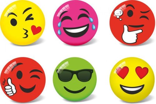Labda,  grimasz, Smiley, Emoji, 6 féle, nem jog, 23 cm