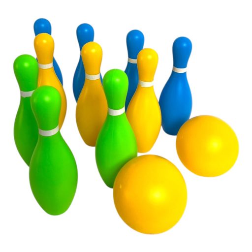 Bowling klt., 6 bábu, mesés, 2 golyó, 19x16 cm dob.