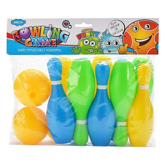 Bowling klt., 8 bábu, 2 golyó, 33x29 cm zacsk.