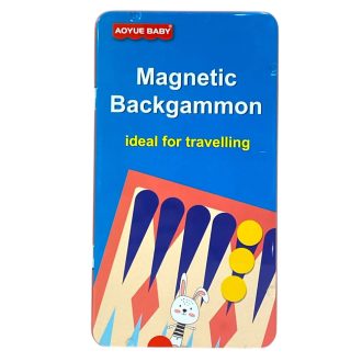   Backgammon, mágneses, társasjáték, 10x19 cm fém dobozban