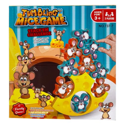 Egyensúlyozó, egér, társasjáték, 21x19 cm dob.