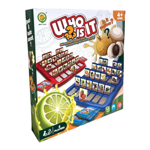 Ki kicsoda, társasjáték, gyümölcsök, 25x27 cm dob.