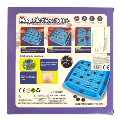 Mágneses golyó taszító-vonzó társasjáték, 28x28 cm méretben.